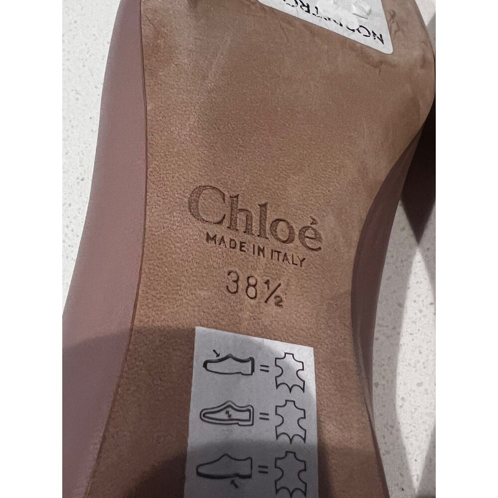 CHLOÉ Lauren scalloped blush leather ballet flats size 38.5 NEW - Picture 7 of 10